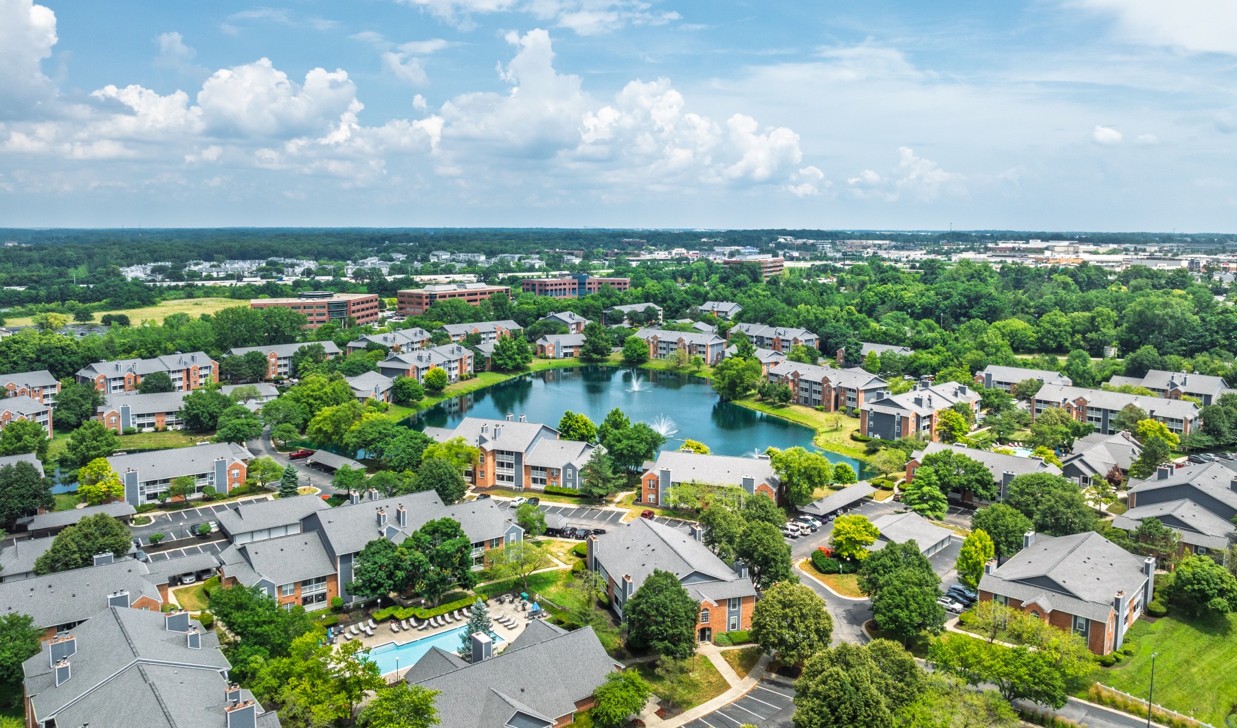 Aerial view of Lakeshore Apartments